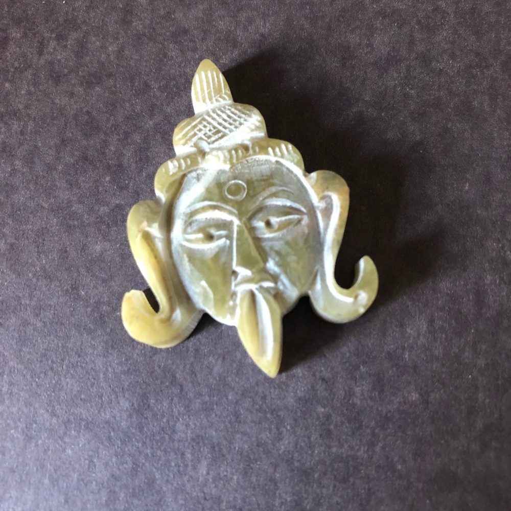 VTG Hand Carved Quartz Tribal Warrior Pendant
